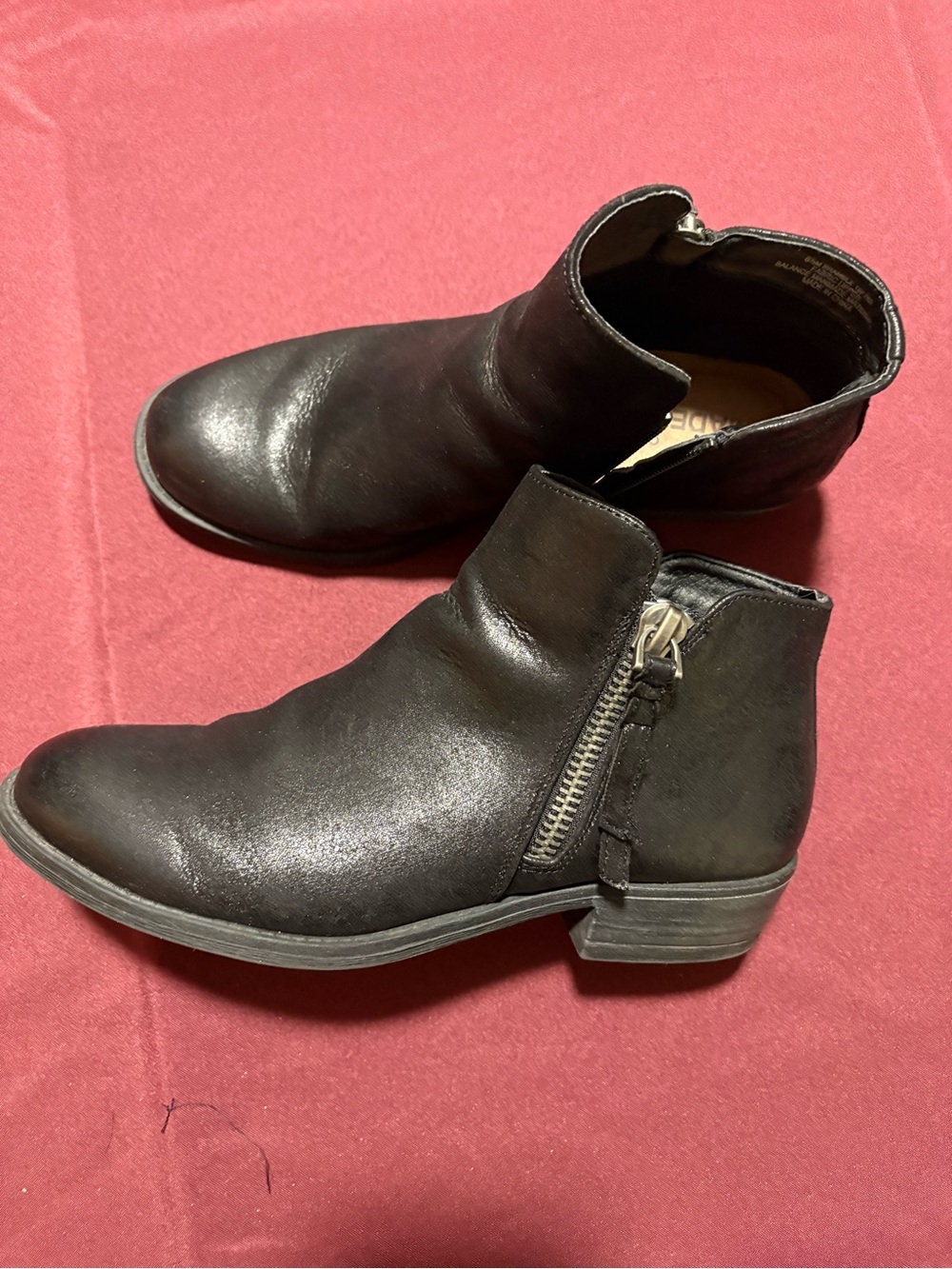 Madeline Black Leather-Look Ankle Booties with Side Zip